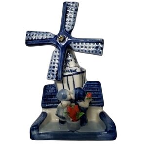 Vintage Holland Delphanware Love Birds Dutch Windmill Figurine
